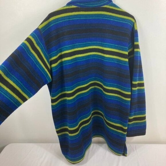 Womens Vintage‎ Chaus Sport Fleece Shacket Blue Green Black L - Picture 2 of 5